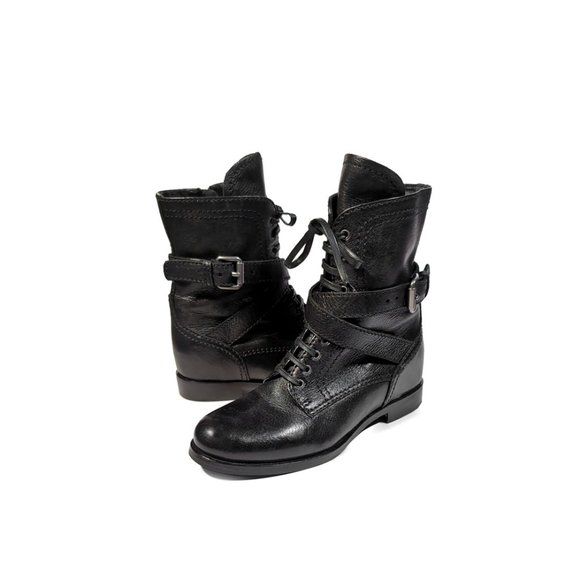 PRADA Combat Boots Black Leather Lace Up Boots Size 36 | 6 *PRIMO* - Picture 1 of 11